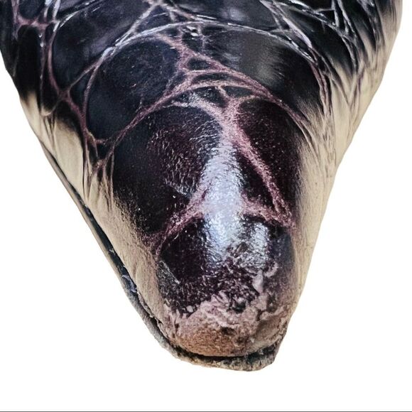 Charles David pointed toe crocodile Leather heels sz 8B Dark Plum - Picture 9 of 10